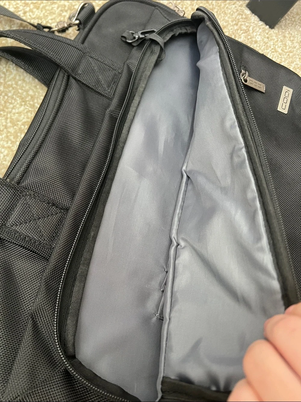 Black Men's Laptop Briefcase with Detachable Shoulder Strap